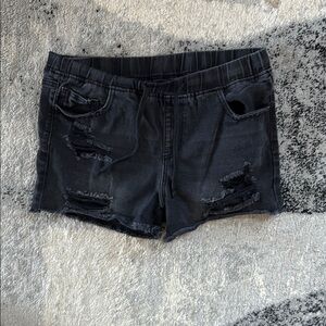 Black Distressed Women's Shorts